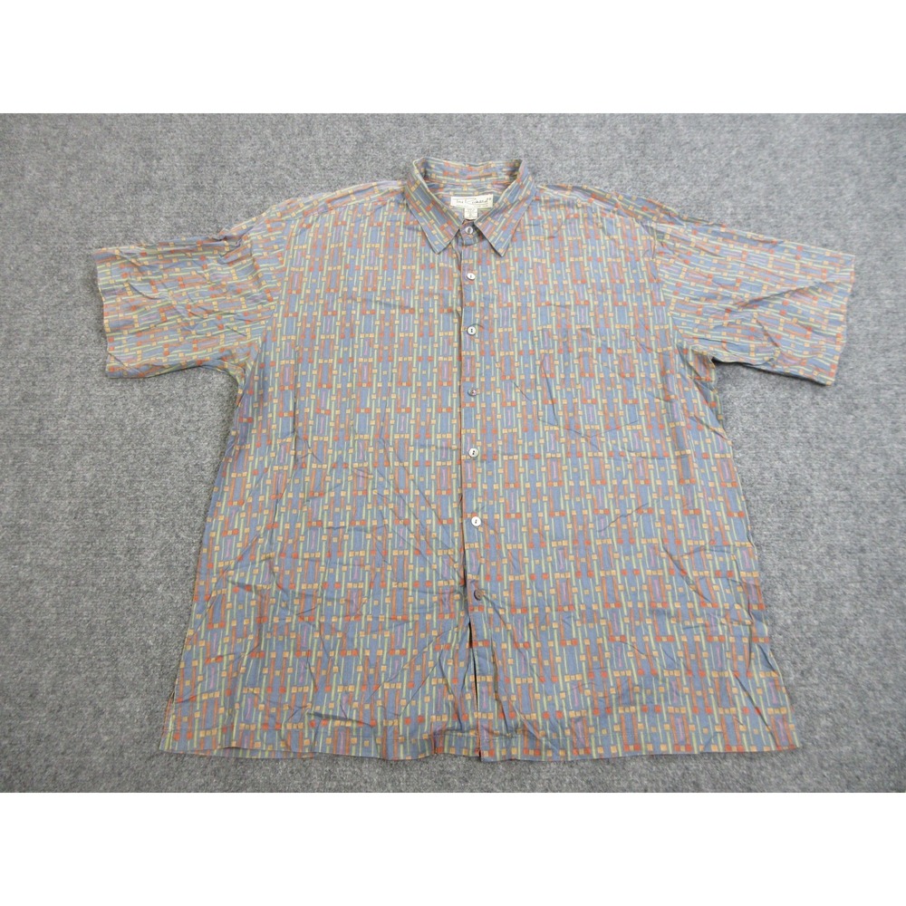 Vintage Tori Richard Shirt Mens XL Geometric Button Up Short Sleeve 90s